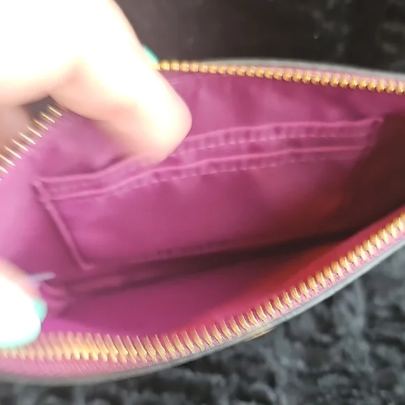 Coach Purple Pebbled Leather Wristlet Clutch NWOT - Picture 6 of 7